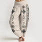 Cotton Lotus Flowers Double Dorje Vajra Namaste Om Design Women's Elastic Waist Harem Pants
