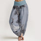 Cotton Casual Red-crowned Crane Pine Tree Mountain Women's Elastic Waist Harem Pants