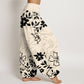 Cotton Retro Simple Flowers Leaves Pattern Women's Elastic Waist Harem Pants