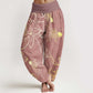 Cotton Lotus Leaf Koi Fish Women's Elastic Waist Harem Pants