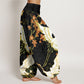 Pure Cotton Cranes Flowers Auspicious Clouds Pattern Women's Elastic Waist Harem Pants