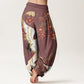 Pure Cotton Cranes Flowers Auspicious Clouds Pattern Women's Elastic Waist Harem Pants