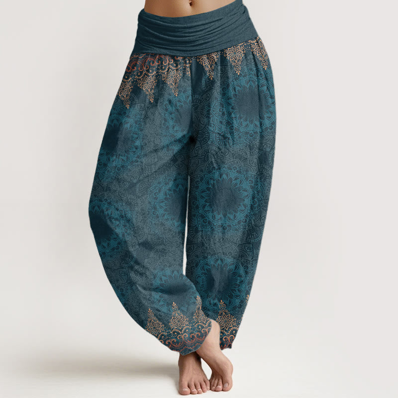 Cotton Triangular Mandala Patterns Women's Elastic Waist Harem Pants
