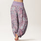 Cotton Cashew Flower Peacock Sunflower Design Women's Elastic Waist Harem Pants