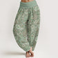 Cotton Cashew Flower Peacock Sunflower Design Women's Elastic Waist Harem Pants