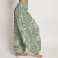 Cotton Cashew Flower Peacock Sunflower Design Women's Elastic Waist Harem Pants
