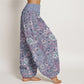 Cotton Cashew Flower Peacock Sunflower Design Women's Elastic Waist Harem Pants
