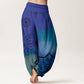 Cotton Brightly Colored Mandala Pattern Women's Elastic Waist Harem Pants
