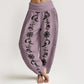 Pure Cotton Dharma Wheel Lotus OM Pattern Women's Elastic Waist Harem Pants