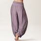 Pure Cotton Dharma Wheel Lotus OM Pattern Women's Elastic Waist Harem Pants