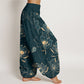 Pure Cotton Delicate Lotus Pattern Women's Elastic Waist Harem Pants