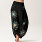 Pure Cotton Delicate Lotus Pattern Women's Elastic Waist Harem Pants
