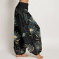 Pure Cotton Delicate Lotus Pattern Women's Elastic Waist Harem Pants