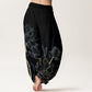 Pure Cotton Minimalist Style Lotus Flower Pod Pattern Women's Elastic Waist Harem Pants