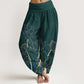 Pure Cotton Minimalist Style Lotus Flower Pod Pattern Women's Elastic Waist Harem Pants