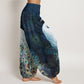 Pure Cotton Gorgeous Peacock Pattern Women's Elastic Waist Harem Pants