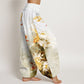 Pure Cotton Light-Colored Koi Fish Lotus Flower Pattern Women's Elastic Waist Harem Pants