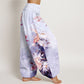 Pure Cotton Light-Colored Koi Fish Lotus Flower Pattern Women's Elastic Waist Harem Pants