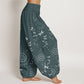 Pure Cotton Circular Lines Dragonfly Women's Elastic Waist Harem Pants