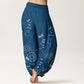 Pure Cotton Circular Lines Dragonfly Women's Elastic Waist Harem Pants