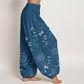 Pure Cotton Circular Lines Dragonfly Women's Elastic Waist Harem Pants