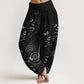 Pure Cotton Circular Lines Dragonfly Women's Elastic Waist Harem Pants