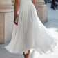 Draped Neck Sleeveless Pleated Midi Dress