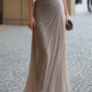 Draped Cowl-Neck Ruched Maxi Dress