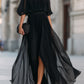 Off-Shoulder Pleated Chiffon Maxi Dress