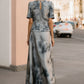 Ethereal Silver-Grey Floral Printed Two-Piece Maxi Set