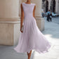 Draped Neck Sleeveless Pleated Midi Dress