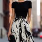 Abstract Print Pleated Maxi Dress