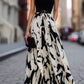 Abstract Print Pleated Maxi Dress