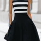Chic Striped Sleeveless Midi Dress With Pockets
