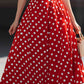 Halter V-Neck Polka Dot A-Line Midi Dress