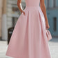 Elegant Sleeveless Rhinestone Neckline Fit & Flare Midi Cocktail Dress