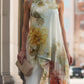Sheer Floral Asymmetric Overlay Top & Tailored Pants Set