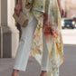 Sheer Floral Asymmetric Overlay Top & Tailored Pants Set