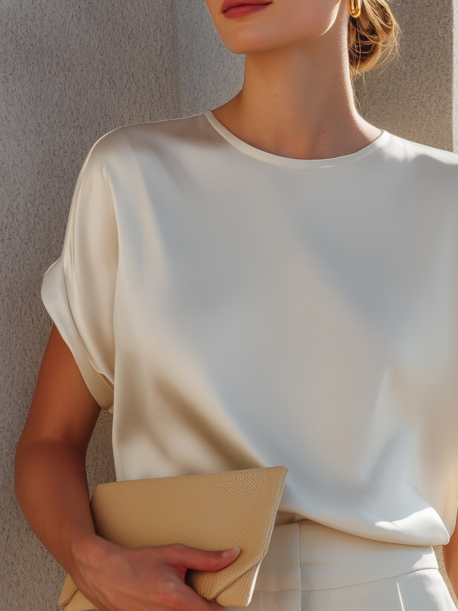Minimalist Acetate Satin Relaxed Blouse