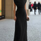 Draped Cowl-Neck Ruched Maxi Dress
