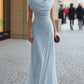 Draped Cowl-Neck Ruched Maxi Dress