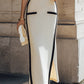 Contrast Trim Sculpted Sheath Midi Dress With Pocket Detail