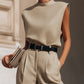 Minimalist Structured Sleeveless Top And Tailored Bermuda Shorts Set