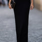 Halter Neck Ring-Detail V-Neck Column Maxi Dress