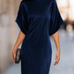 Relaxed Batwing Sleeve Fluid Column Maxi Dress