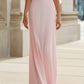 Draped Cold-Shoulder Flowing Maxi Dress