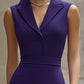 Notched Collar Sleeveless Tailored Waist Pencil Midi Dress