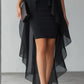 Asymmetrical Layered Chiffon Overlay Cocktail Dress