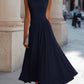 Draped Neck Sleeveless Pleated Midi Dress