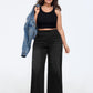 Stretchy Pull-On Wide-Leg Knit Jeans